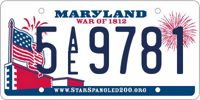 MD license plate 5AE9781