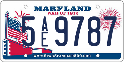 MD license plate 5AE9787