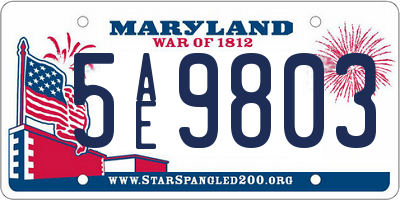 MD license plate 5AE9803