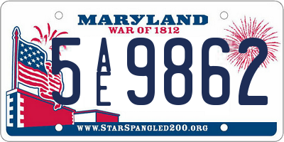 MD license plate 5AE9862