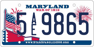 MD license plate 5AE9865