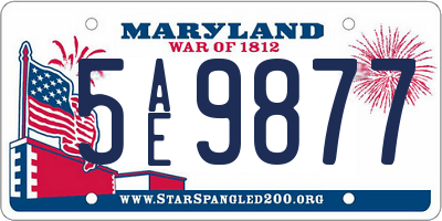 MD license plate 5AE9877