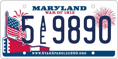 MD license plate 5AE9890