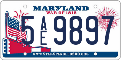 MD license plate 5AE9897