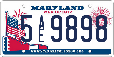 MD license plate 5AE9898
