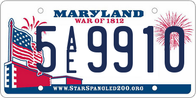 MD license plate 5AE9910