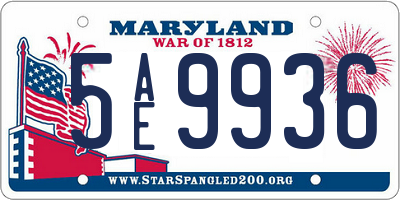 MD license plate 5AE9936