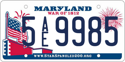MD license plate 5AE9985