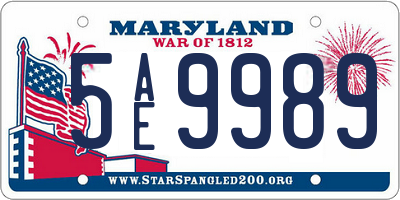 MD license plate 5AE9989