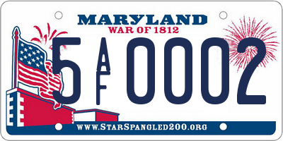 MD license plate 5AF0002