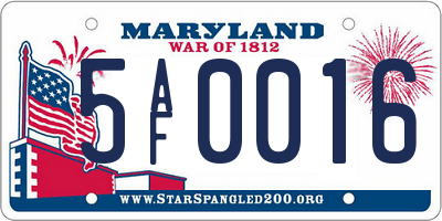 MD license plate 5AF0016