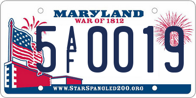 MD license plate 5AF0019