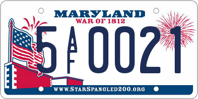 MD license plate 5AF0021