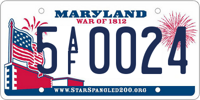 MD license plate 5AF0024