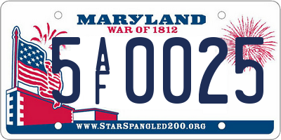 MD license plate 5AF0025