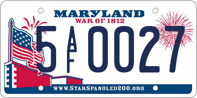 MD license plate 5AF0027