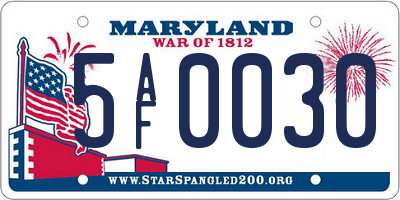 MD license plate 5AF0030