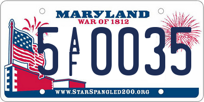 MD license plate 5AF0035