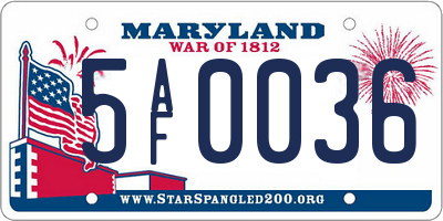 MD license plate 5AF0036