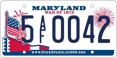 MD license plate 5AF0042