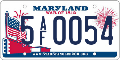 MD license plate 5AF0054