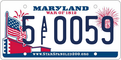 MD license plate 5AF0059