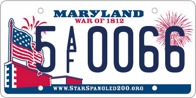 MD license plate 5AF0066