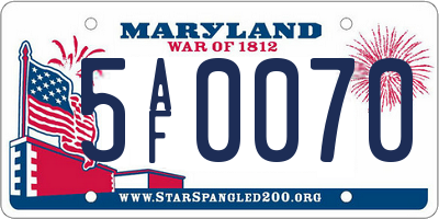 MD license plate 5AF0070
