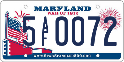 MD license plate 5AF0072