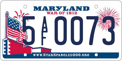 MD license plate 5AF0073