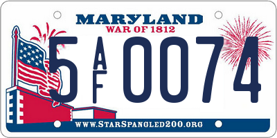 MD license plate 5AF0074