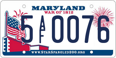 MD license plate 5AF0076