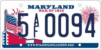 MD license plate 5AF0094