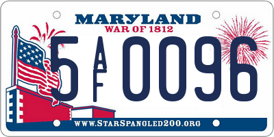 MD license plate 5AF0096