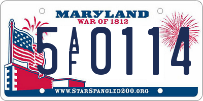 MD license plate 5AF0114