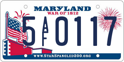 MD license plate 5AF0117