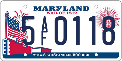MD license plate 5AF0118