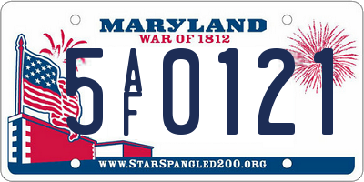 MD license plate 5AF0121