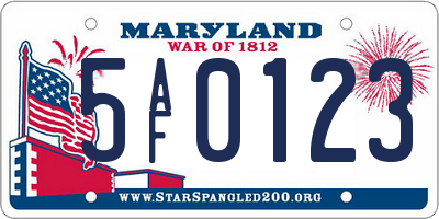 MD license plate 5AF0123