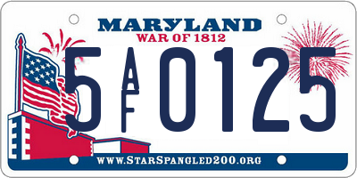 MD license plate 5AF0125