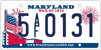 MD license plate 5AF0131