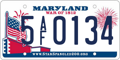 MD license plate 5AF0134