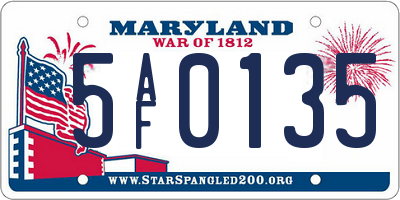 MD license plate 5AF0135