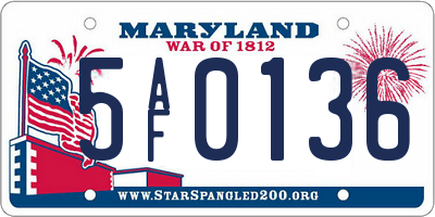 MD license plate 5AF0136