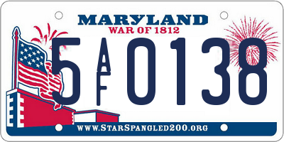 MD license plate 5AF0138