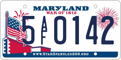 MD license plate 5AF0142