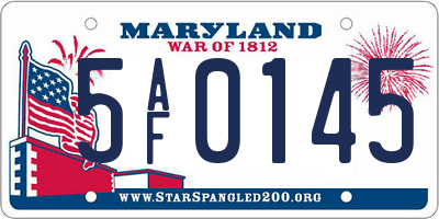 MD license plate 5AF0145