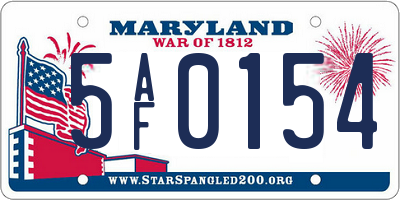 MD license plate 5AF0154