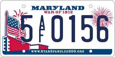 MD license plate 5AF0156