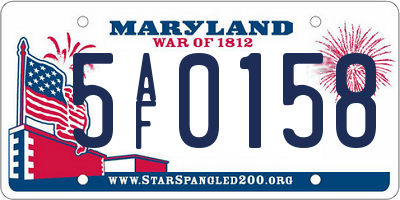 MD license plate 5AF0158